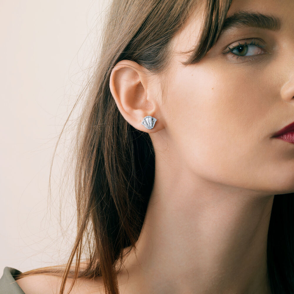 Flamenco 18ct White Gold Diamond Stud Earrings | Annoushka jewelley